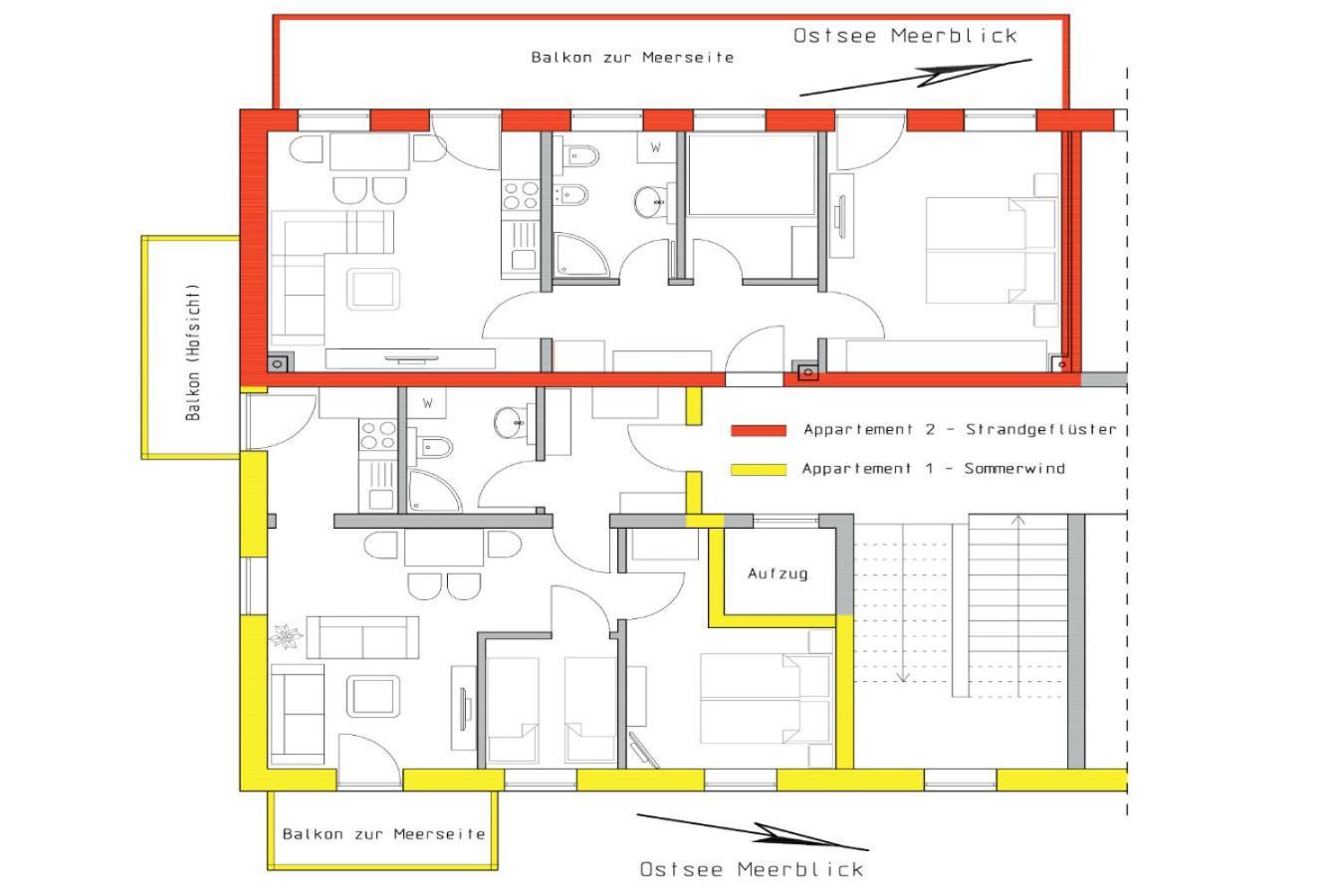 Sommerwind App1 - Strandpromenade Seitlicher Meerblick, Strandkorb Saisonal Apartment